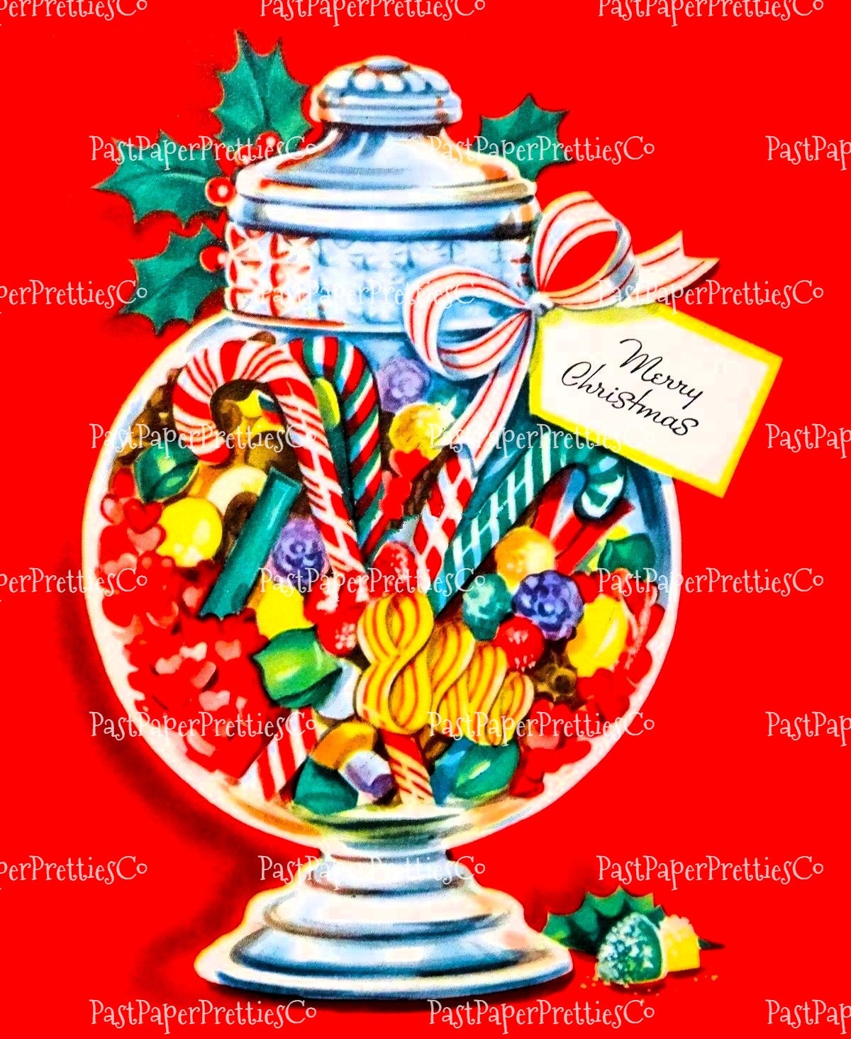 36 Vintage Printable Retro Christmas Candy Canes Jars Card Images 3 Sizes PDF Instant Digital Download ALL MCM Holiday Candies Clipart