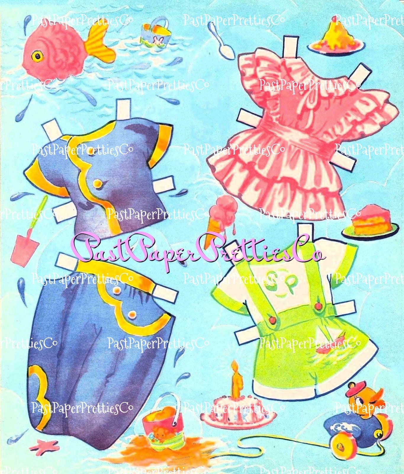 Vintage Paper Dolls Baby Sparkle Plenty 1948 Printable Adorable Dolly And Outfits PDF Instant Digital Download Kitschy Cute Girl Clipart