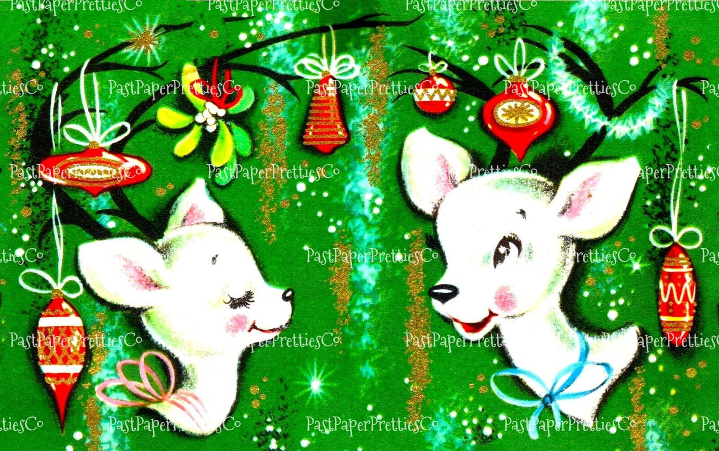 Vintage Printable Retro MCM Christmas Reindeer Collage Sheets and Full Card Images PDF Instant Digital Download Mid Mod Century Deer Clipart