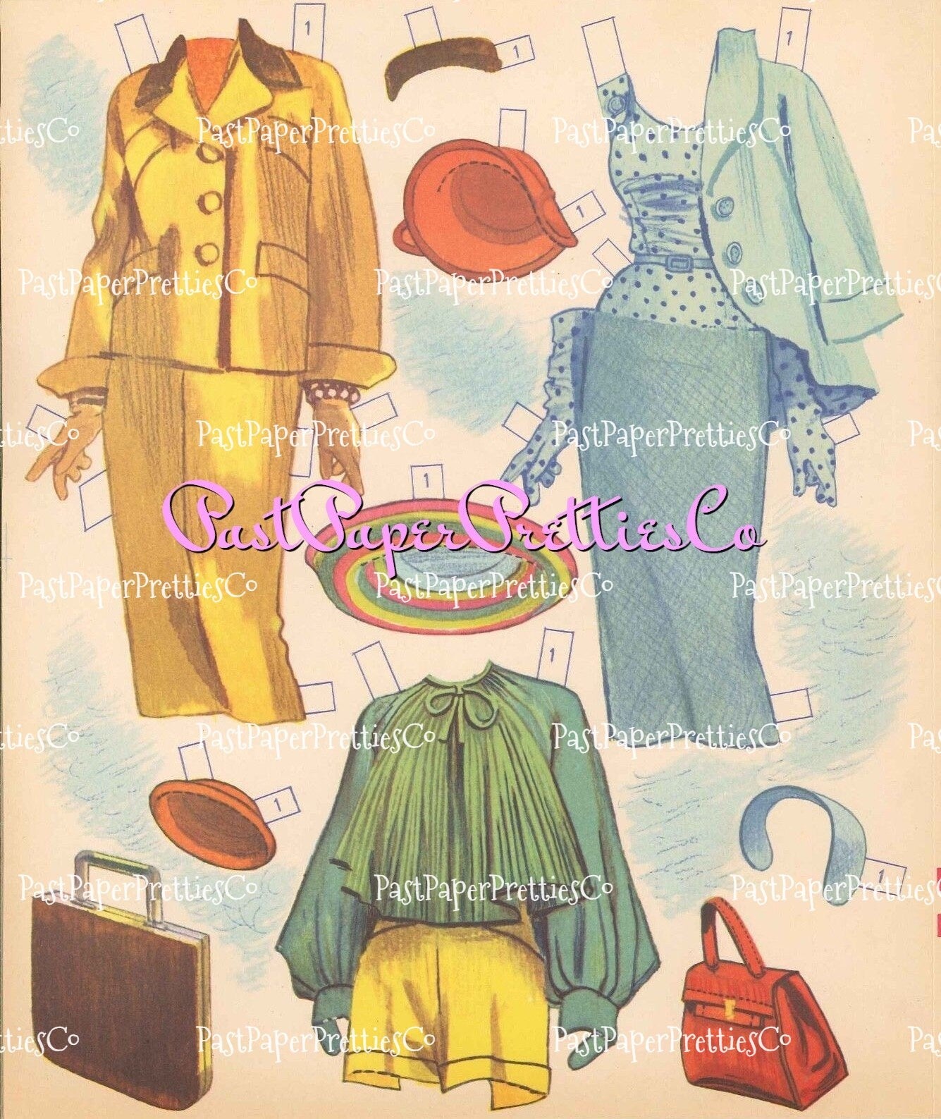 Vintage Paper Dolls Golden Girl Gay and Gail 1953 Printable PDF Instant Digital Download Beautiful '50s Glam Glamour Gals Clip Art