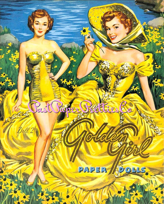 Vintage Paper Dolls Golden Girl Gay and Gail 1953 Printable PDF Instant Digital Download Beautiful '50s Glam Glamour Gals Clip Art