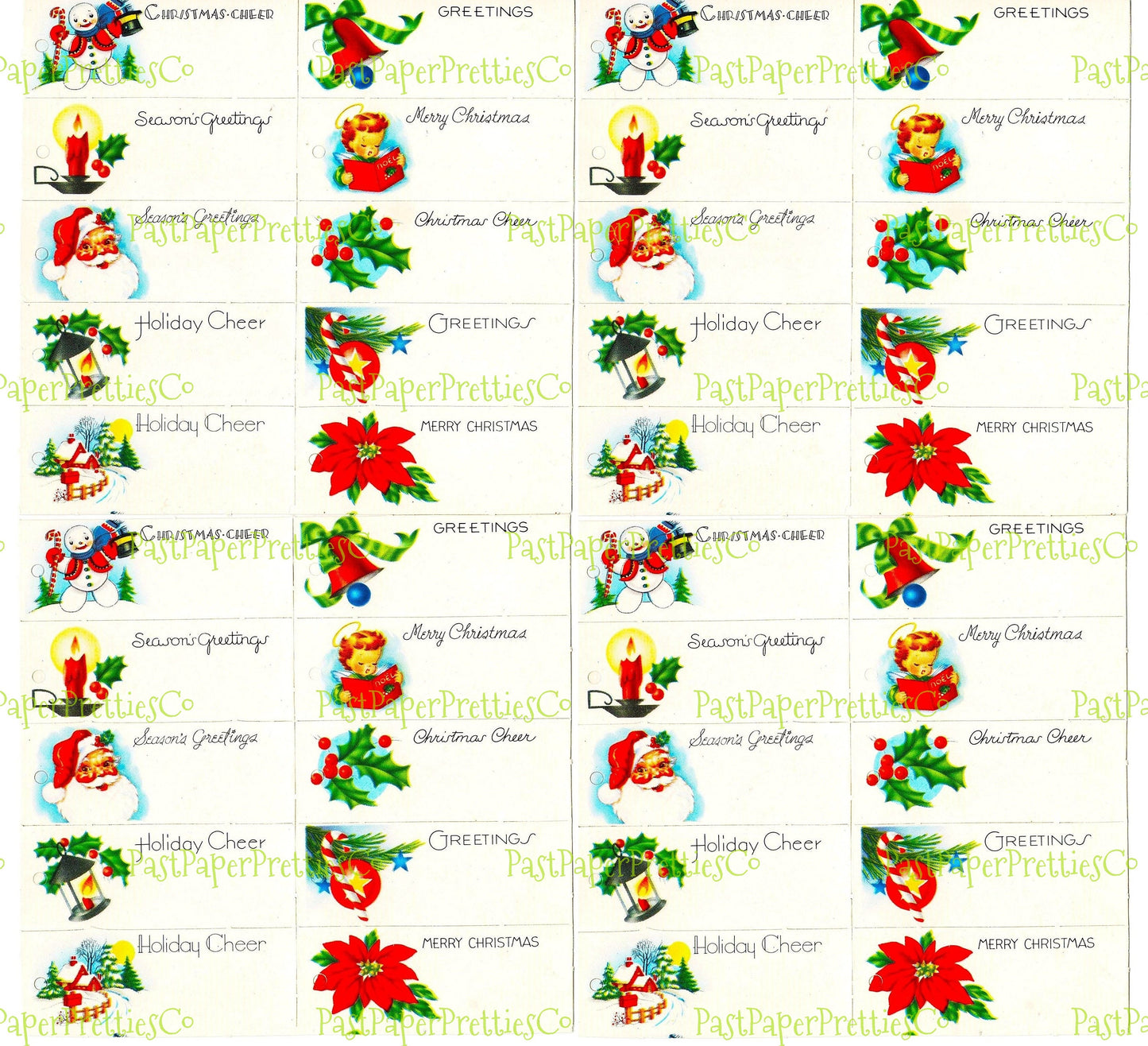 Vintage Printable Classic Traditional Christmas Gift Tags 10 MCM  Designs PDF Instant Digital Download Cute Retro Holiday Images 300 dpi