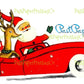 Vintage Printable Santa and Reindeer Red Sports Car Christmas Card Image PDF Instant Digital Download Kitsch MCM Clipart 3 Backgrounds