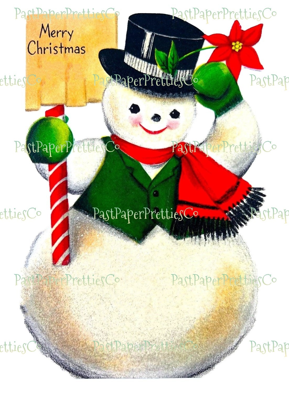 Vintage Christmas Printable Frosty The Snowman Card Image Instant Digital Download Kitsch Cute Holiday Clipart JPEG PNG