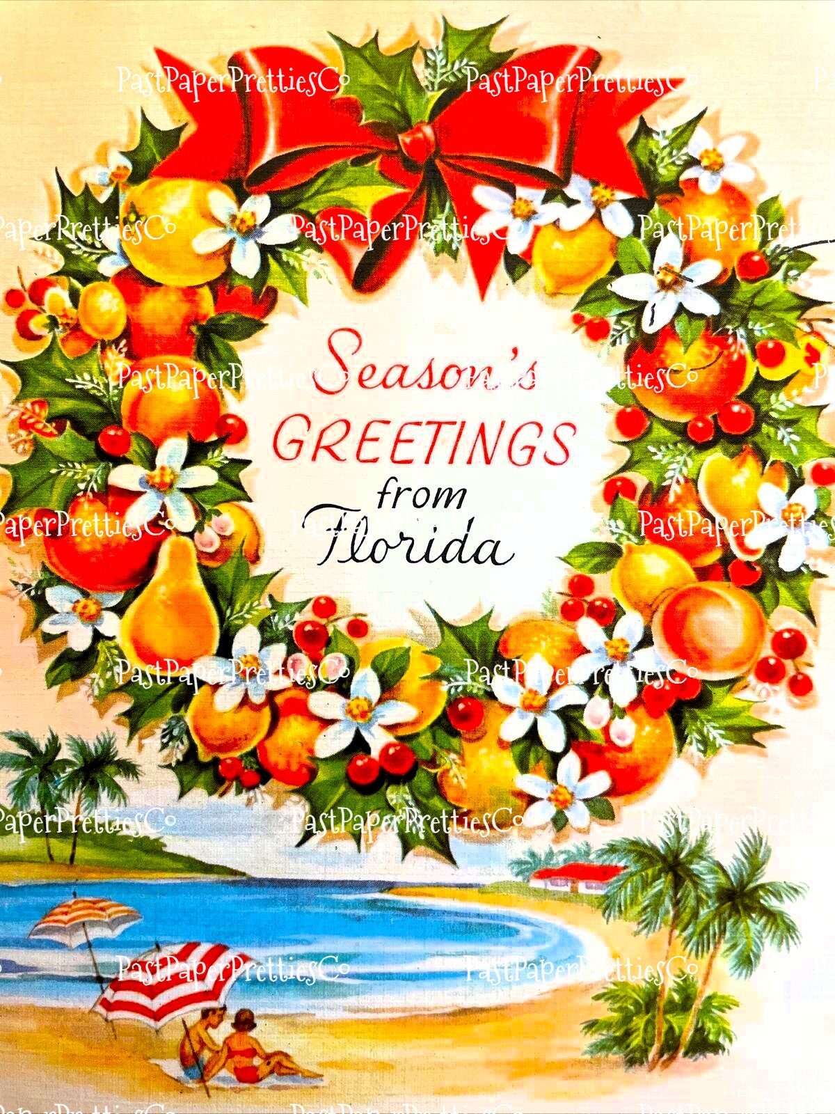 Vintage Printable Florida Christmas Card Images Tropical Holiday Santa Collages & Singles PDF Instant Digital Download MCM Holiday Clipart