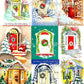 63 Vintage Printable Christmas House Front Doors Snowy Entrances Collage Sheets Retro MCM Card Images PDF Instant Digital Download JPEGs