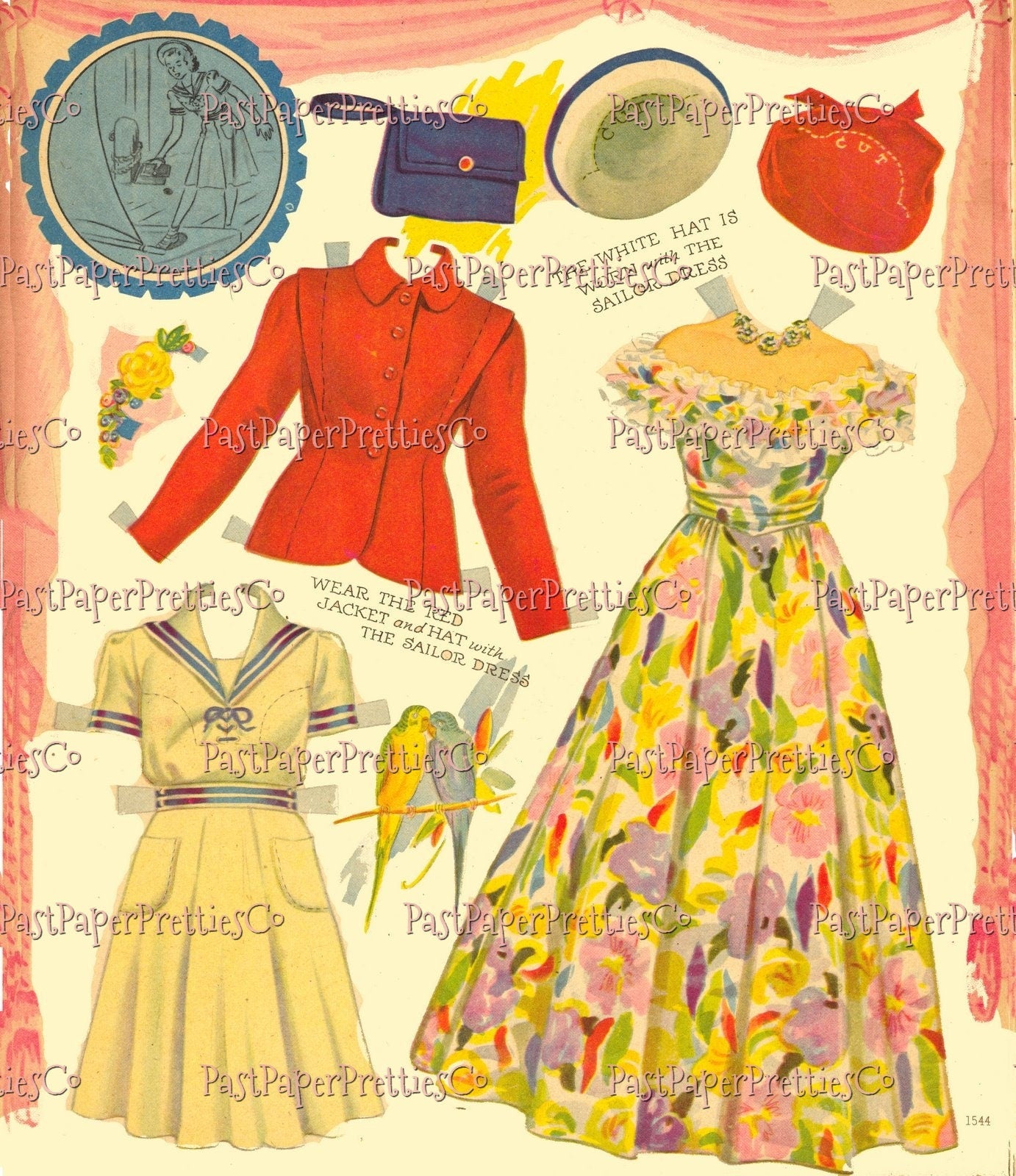 Vintage Vanity Paper Dolls 1951 PDF Printable Instant Digital Download Two Pretty Girls Young Ladies Mid Century Fashions Clip Art