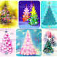 Vintage Printable Retro Pink Pastels Christmas Tree Card Images Collage Sheets Full Cards PDF Instant Digital Download MCM Mod Mid Century