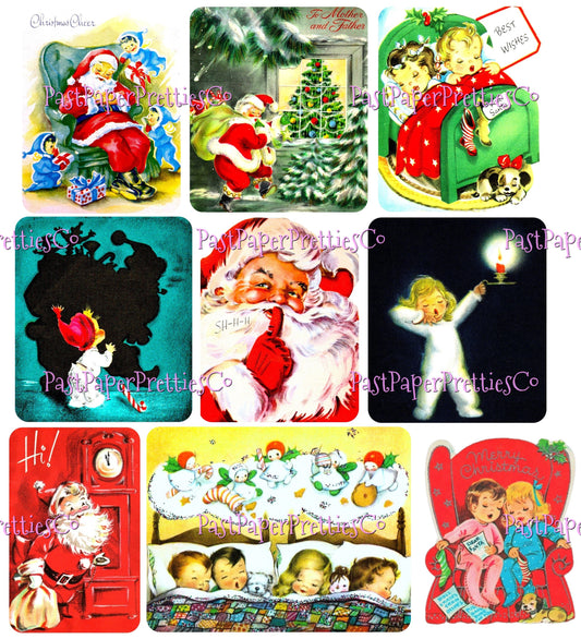 36 Vintage The Night Before Christmas Shhh Sleepy Children Santa Collage Sheets & Full Card Images Printable PDF Instant Digital Download