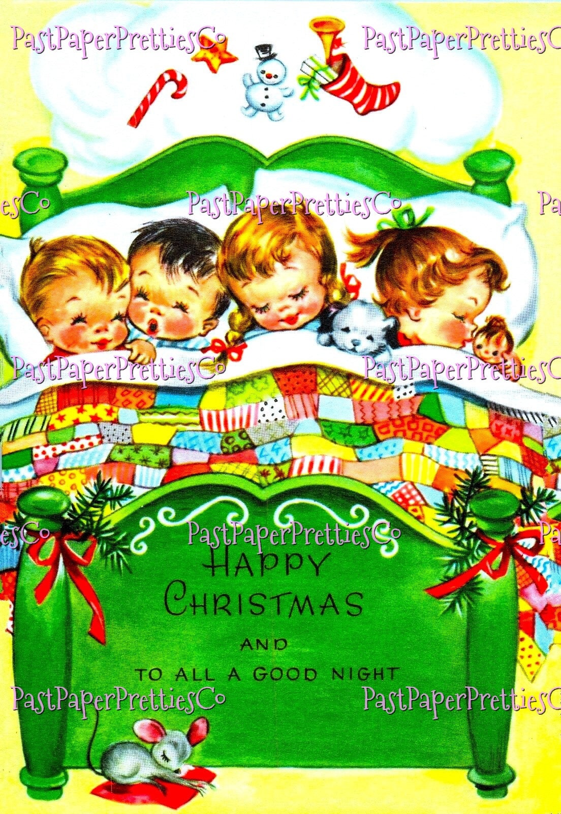 36 Vintage The Night Before Christmas Shhh Sleepy Children Santa Collage Sheets & Full Card Images Printable PDF Instant Digital Download