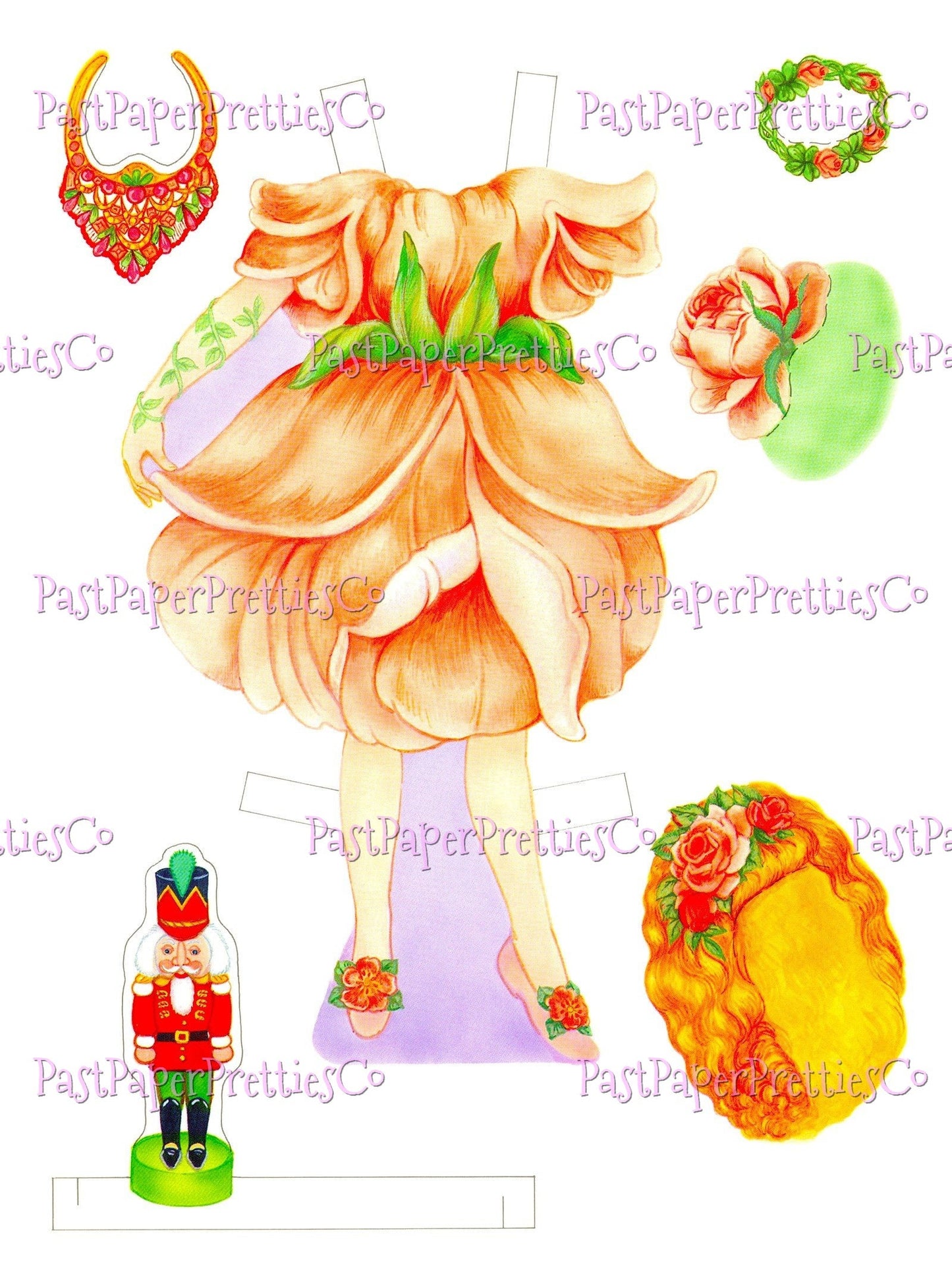 Vintage Christmas Nutcracker Paper Dolls Sugarplum Dreams Printable PDF Instant Digital Download Pretty Girl Ballet Holiday Clip Art