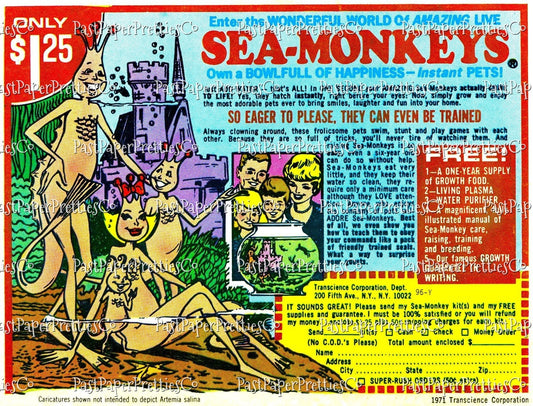 Vintage Printable Retro Sea Monkeys Ad 1971 Original Advertisement PDF Instant Digital Download Childhood Comic Book Nostalgia