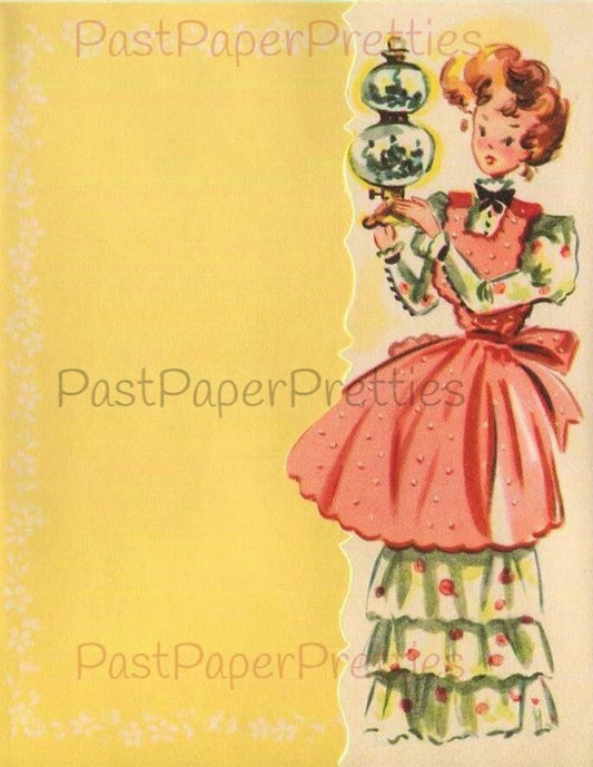 Vintage Pretty Victorian Ladies Printable Stationary Sheets Greeting Cards c. 1940s PDF Instant Digital Download 9 Designs