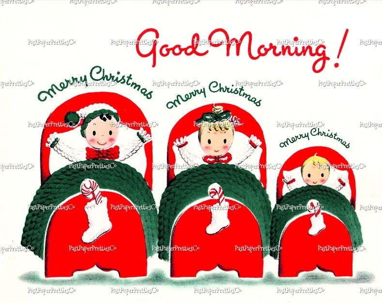 Vintage Printable Christmas Family of 3 From the Three of Us Card Images 2 Sizes Collages Full Cards PDF Instant Digital Download Retro MCM