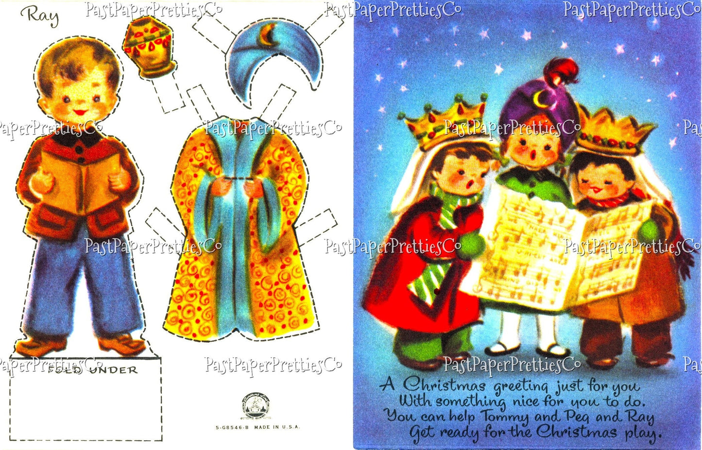 Vintage Christmas Paper Dolls School Children Nativity Christmas Play Printable PDF Instant Digital Download Festive Kids Holiday Clipart