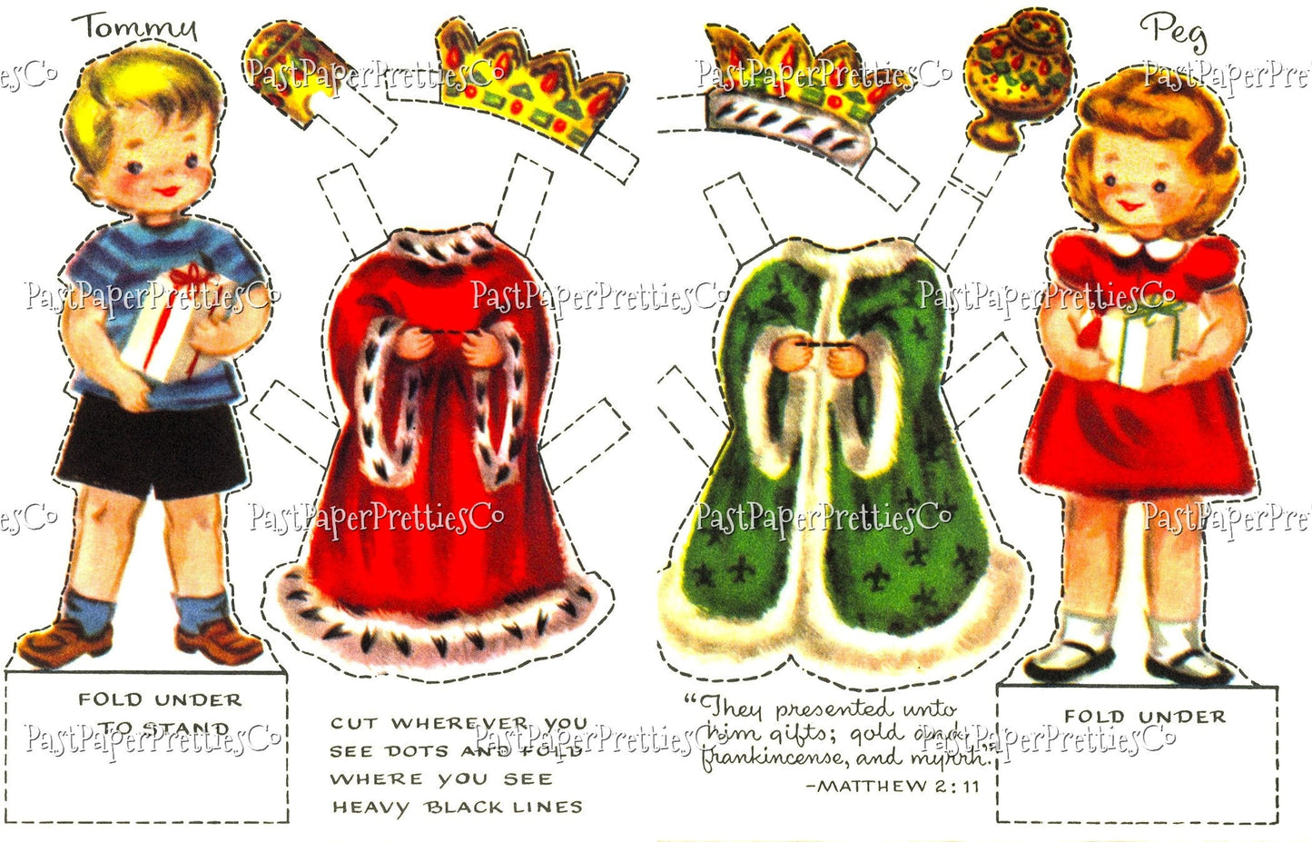 Vintage Christmas Paper Dolls School Children Nativity Christmas Play Printable PDF Instant Digital Download Festive Kids Holiday Clipart