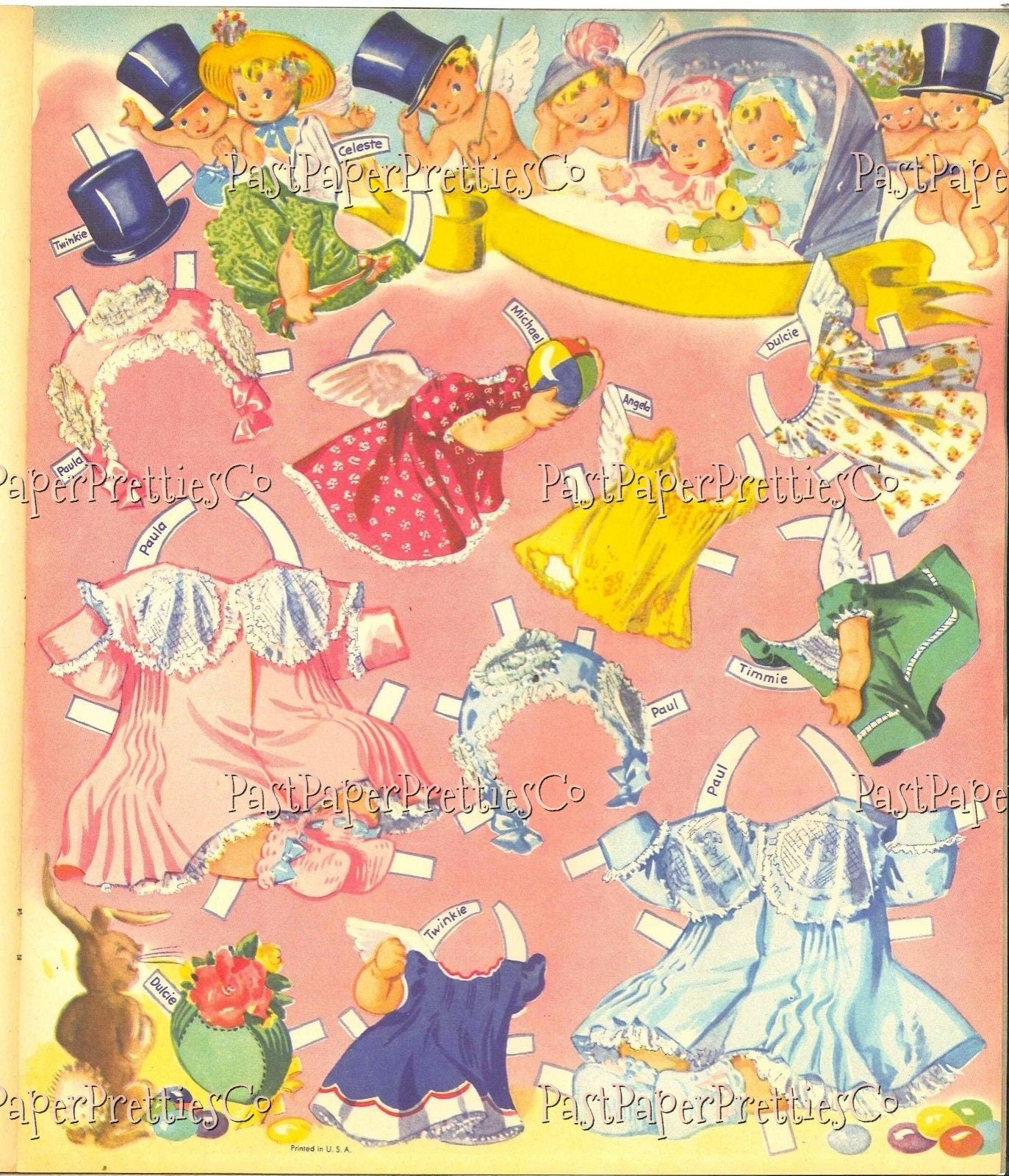 Vintage Paper Dolls Angel Babies 14 Babies To Dress 1953 Printable PDF Instant Digital Download Cute Cherub Babies Clip Art