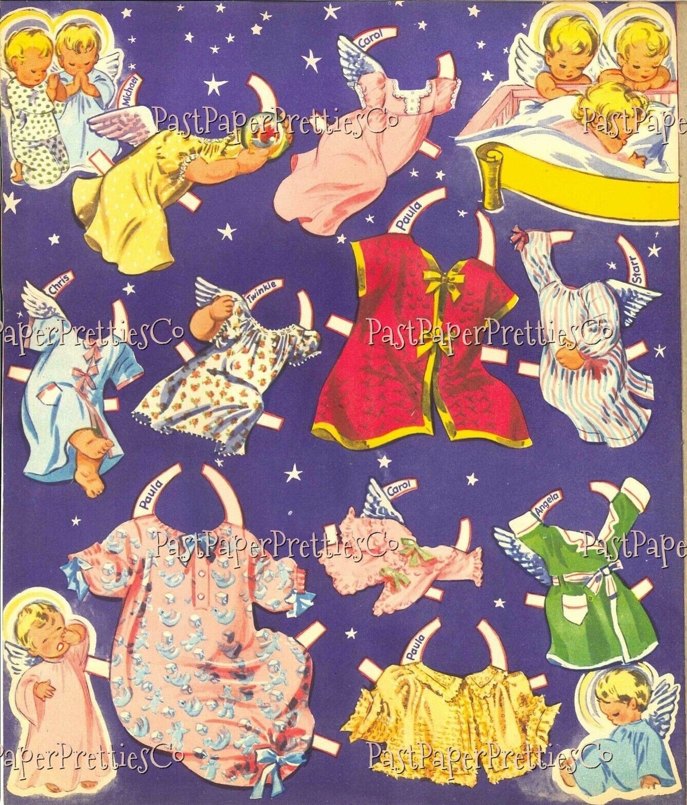Vintage Paper Dolls Angel Babies 14 Babies To Dress 1953 Printable PDF Instant Digital Download Cute Cherub Babies Clip Art