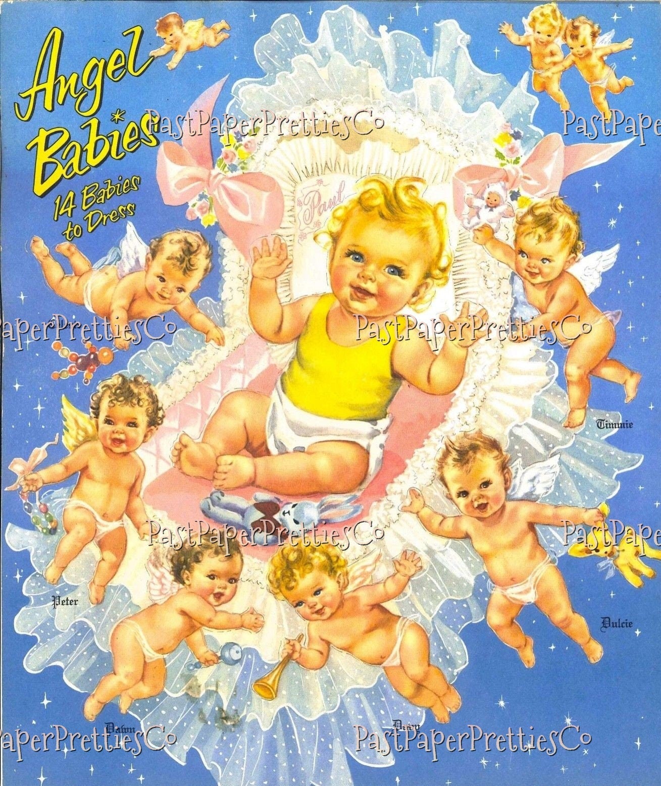 Vintage Paper Dolls Angel Babies 14 Babies To Dress 1953 Printable PDF Instant Digital Download Cute Cherub Babies Clip Art