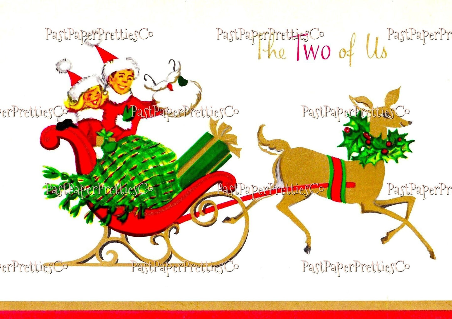 Vintage Printable Christmas Family of 2 From the Two Both of Us Card Images 2 Sizes PDF Instant Digital Download Retro MCM Holiday Couples