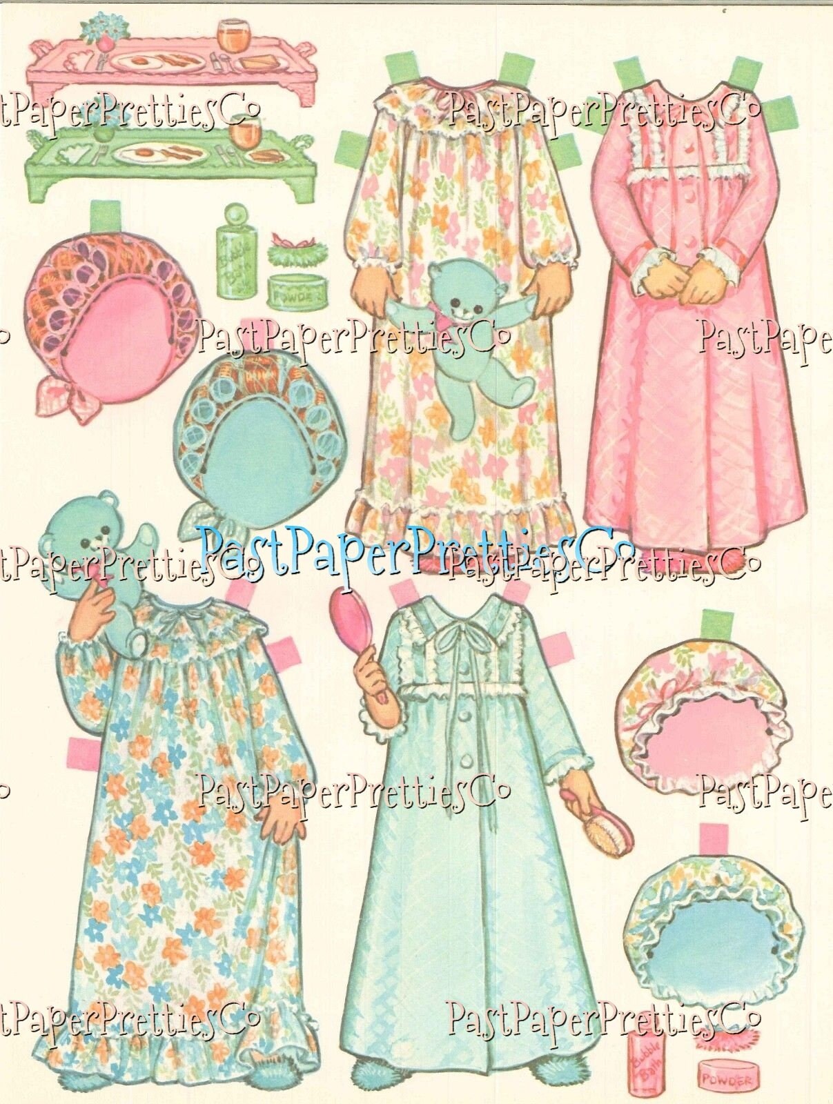 Vintage Paper Dolls Tina and Trudy Twin Dolls with Matching Wardrobes c. 1967 Printable PDF Instant Digital Download Cute Little Girls