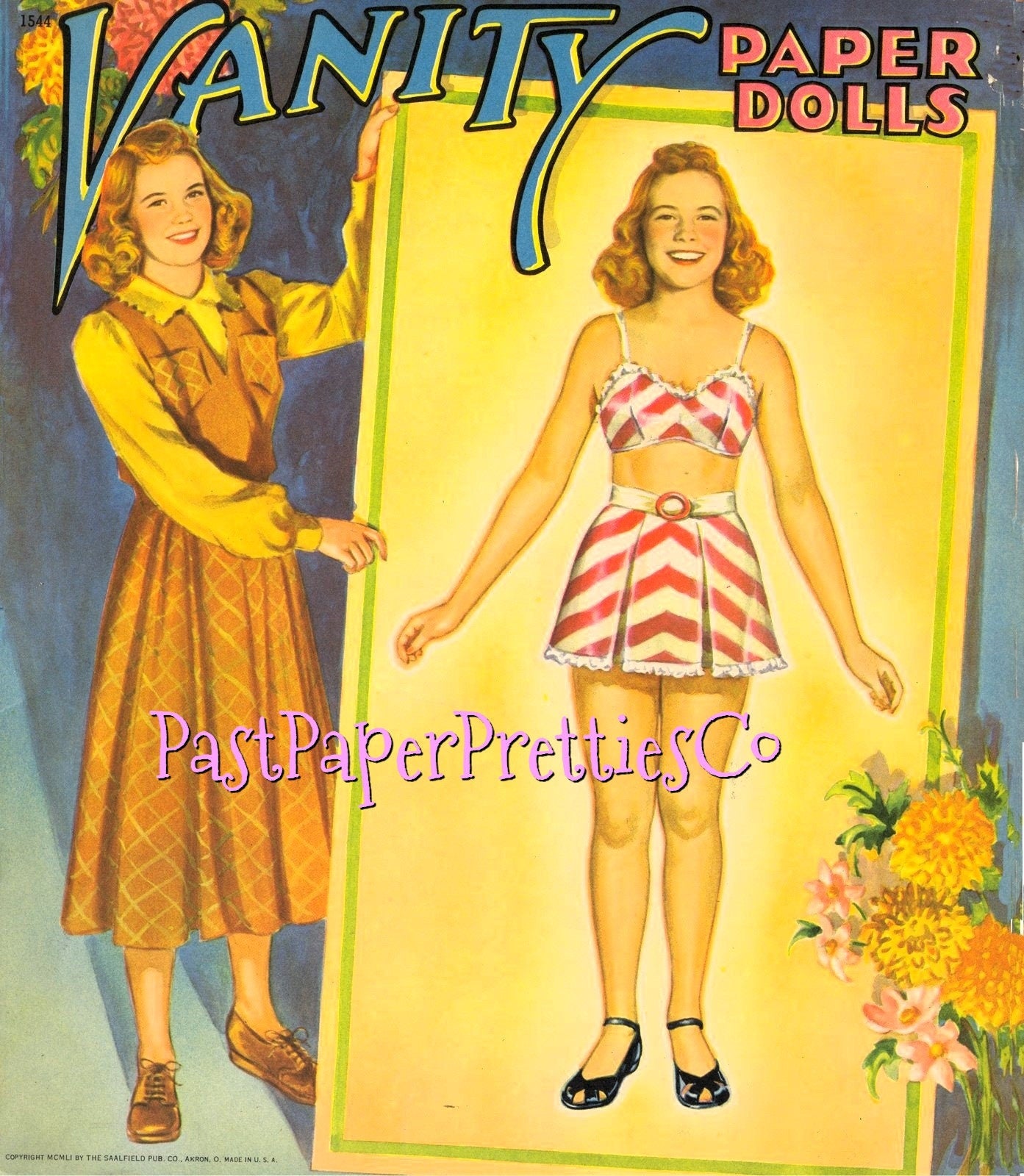 Vintage Vanity Paper Dolls 1951 PDF Printable Instant Digital Download Two Pretty Girls Young Ladies Mid Century Fashions Clip Art