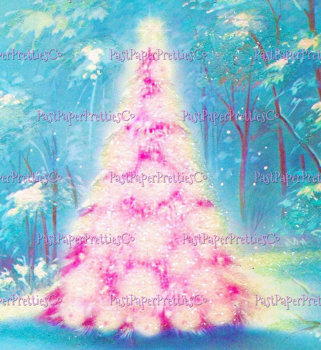 Vintage Printable Retro Pink Pastels Christmas Tree Card Images Collage Sheets Full Cards PDF Instant Digital Download MCM Mod Mid Century