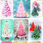 Vintage Printable Retro Pink Pastels Christmas Tree Card Images Collage Sheets Full Cards PDF Instant Digital Download MCM Mod Mid Century