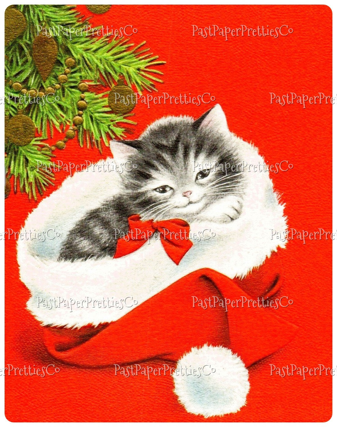 Vintage Printable Christmas Cats in Hats Card Collage Sheets and Full Images  ALL Holiday Kitties PDF Instant Digital Download 2 Sizes