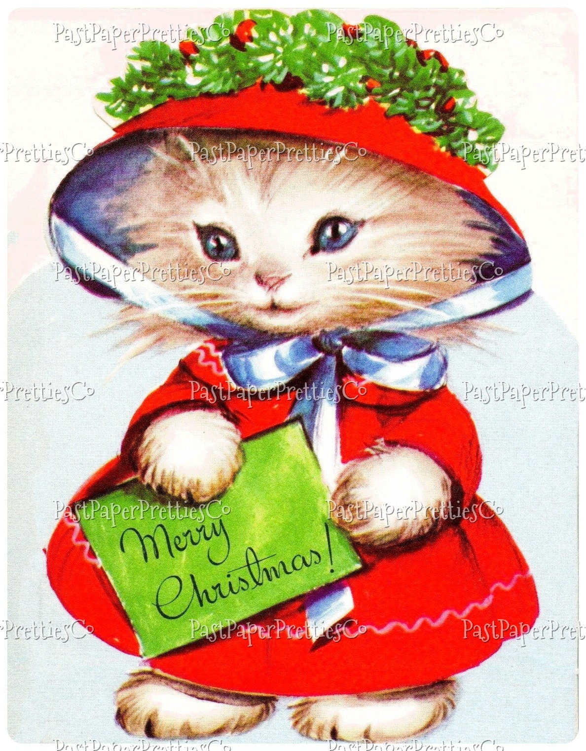 Vintage Printable Christmas Cats in Hats Card Collage Sheets and Full Images  ALL Holiday Kitties PDF Instant Digital Download 2 Sizes