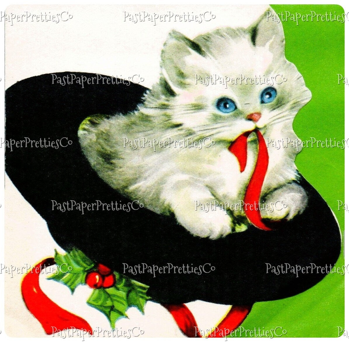 Vintage Printable Christmas Cats in Hats Card Collage Sheets and Full Images  ALL Holiday Kitties PDF Instant Digital Download 2 Sizes