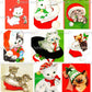 Vintage Printable Christmas Cats in Hats Card Collage Sheets and Full Images  ALL Holiday Kitties PDF Instant Digital Download 2 Sizes