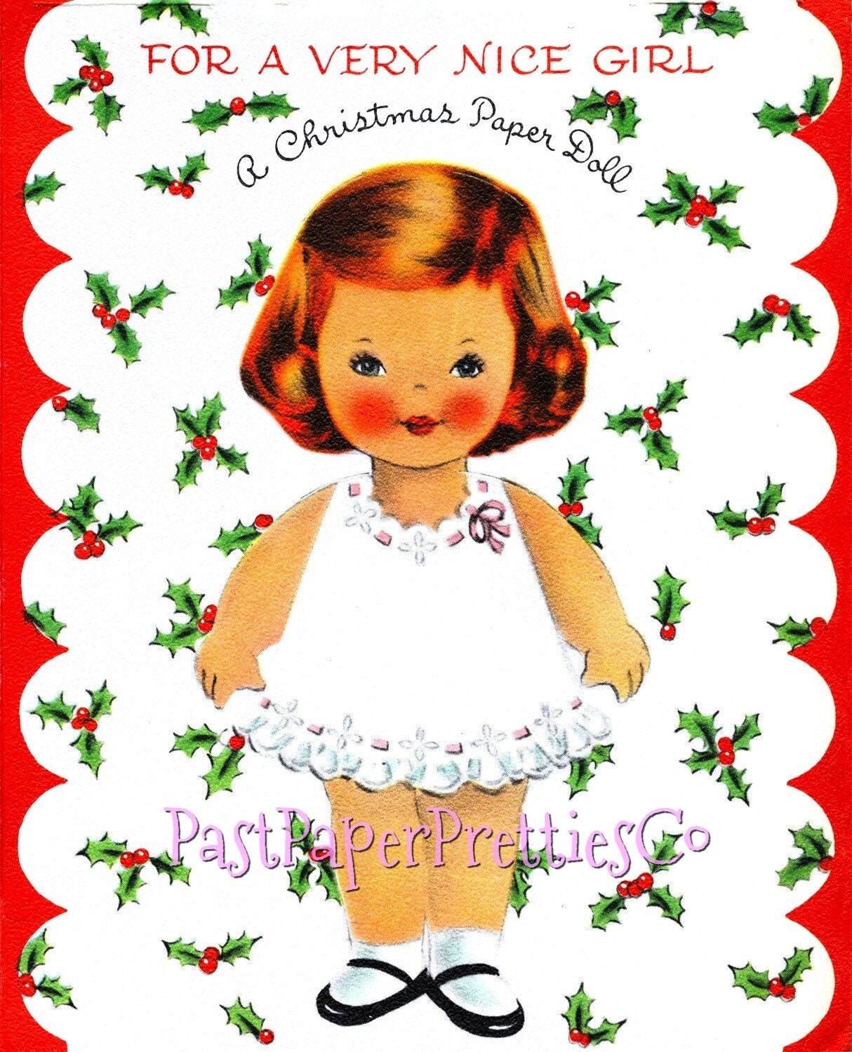 Vintage Christmas Paper Doll CUTE Dolly Norcross Greeting Card Printable PDF Instant Digital Download Festive Little Girl Holiday Outfits