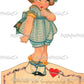 Vintage 1930s Printable Valentines Cute Coy Kids Children Card Images PDF Instant Digital Download Kitsch Kawaii Cute Girls Boy Clip Art
