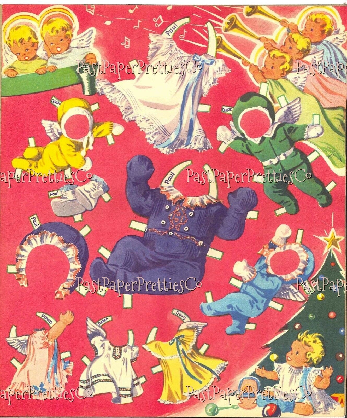 Vintage Paper Dolls Angel Babies 14 Babies To Dress 1953 Printable PDF Instant Digital Download Cute Cherub Babies Clip Art