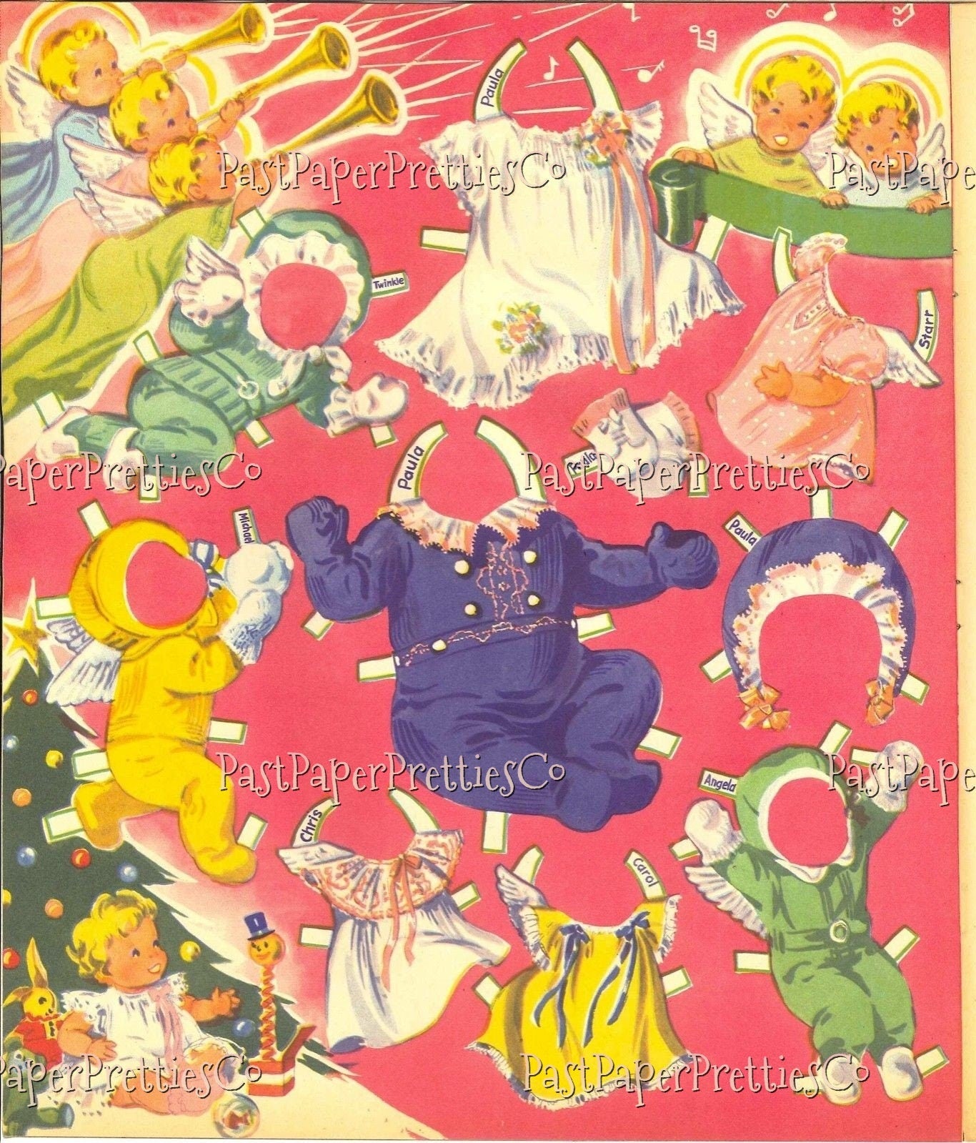 Vintage Paper Dolls Angel Babies 14 Babies To Dress 1953 Printable PDF Instant Digital Download Cute Cherub Babies Clip Art
