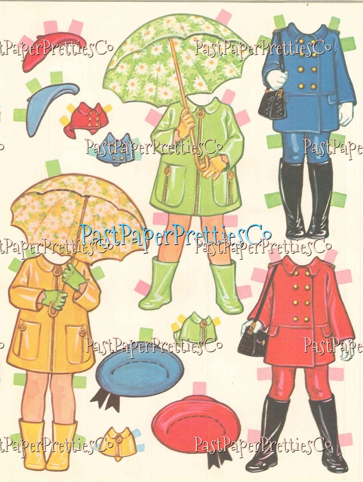 Vintage Paper Dolls Tina and Trudy Twin Dolls with Matching Wardrobes c. 1967 Printable PDF Instant Digital Download Cute Little Girls