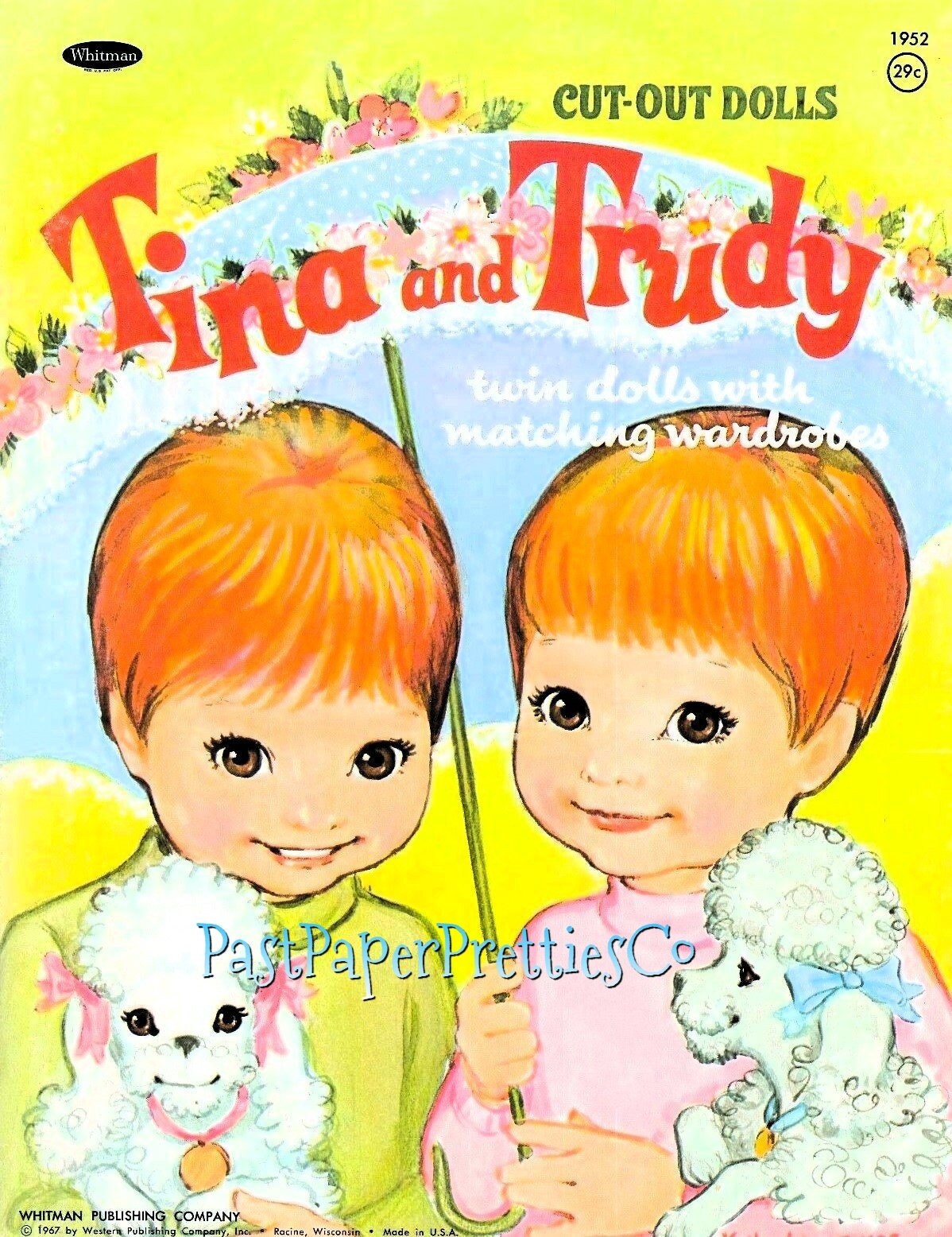 Vintage Paper Dolls Tina and Trudy Twin Dolls with Matching Wardrobes c. 1967 Printable PDF Instant Digital Download Cute Little Girls