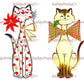 Vintage Printable Cute MCM Mod Kitty Cats Card Image Polka Dots Snowflakes PDF Instant Digital Download Retro Kitsch Atomic Holiday Clipart