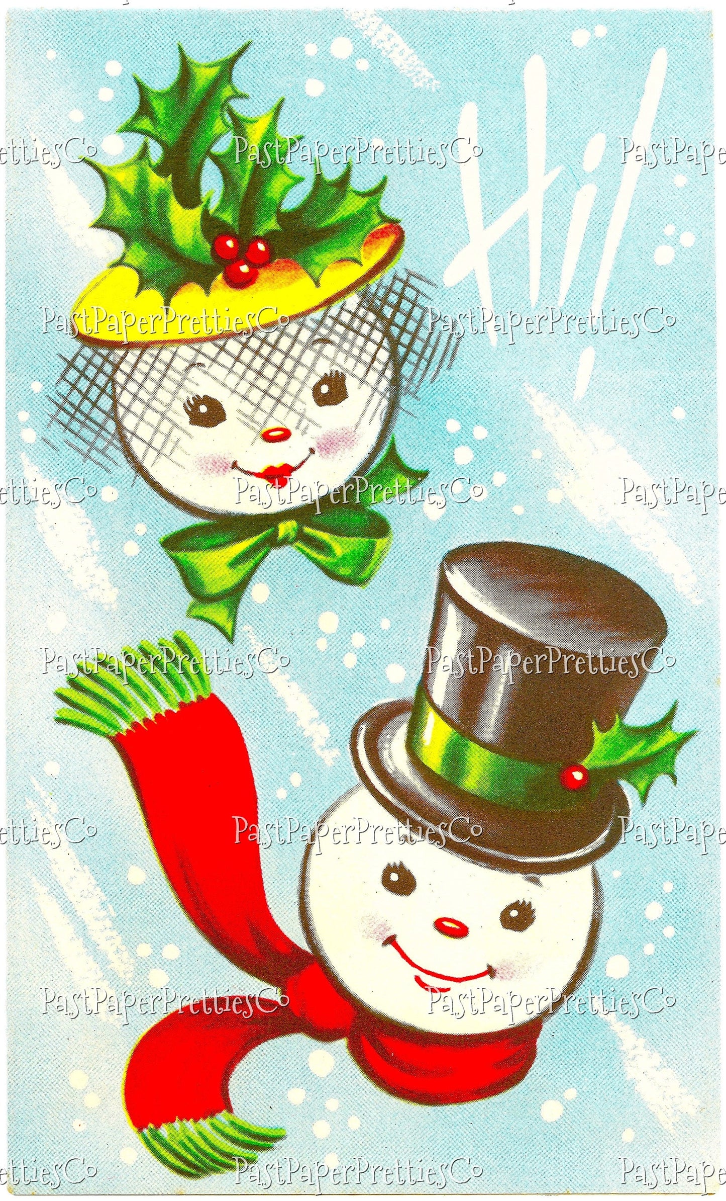 18 Vintage Christmas Jolly Snowman Faces Portraits Collage and Full Card Images PDF Instant Digital Download MCM Xmas Snow People Clipart