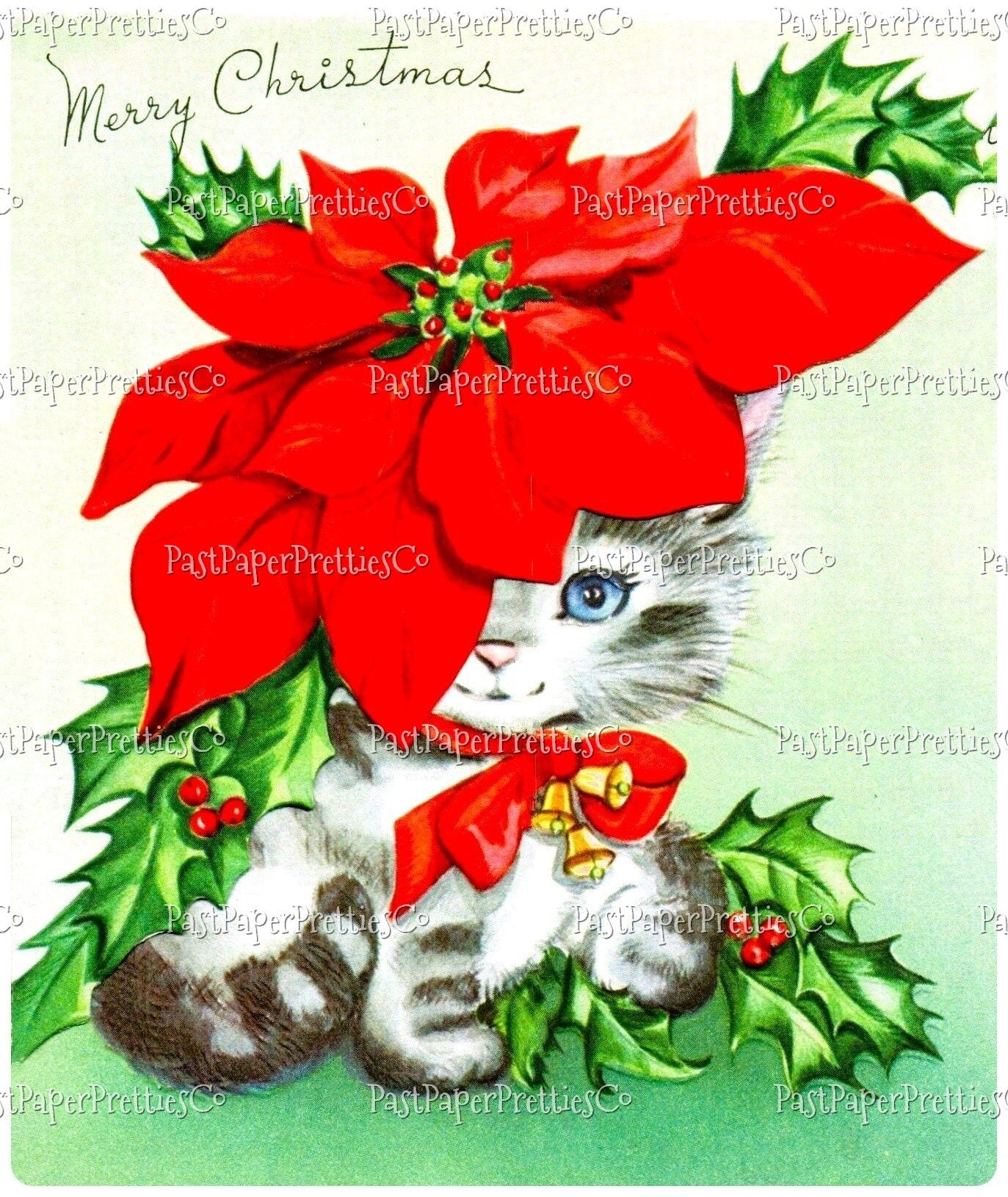 Vintage Printable Christmas Cats in Hats Card Collage Sheets and Full Images  ALL Holiday Kitties PDF Instant Digital Download 2 Sizes