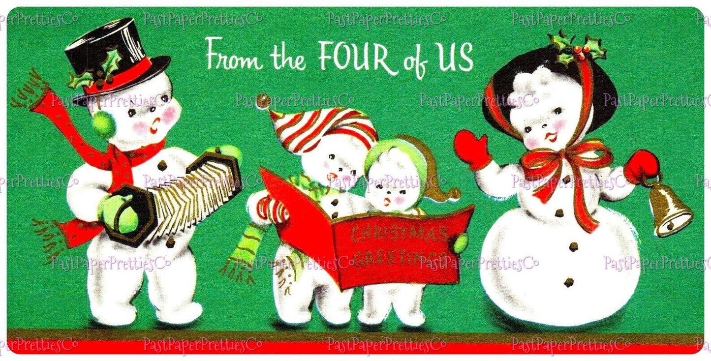 Vintage Printable Christmas Family of 4 From the Four of Us Card Images 3 Sizes Collages Full Cards PDF Instant Digital Download Retro MCM