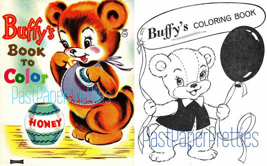 Vintage Printable Coloring Book Pages Buffys Book To Color 1960s PDF Instant Digital Download Cute Kitsch Anthropomorphic Animals 16 Pages