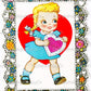 18 Vintage Printable Valentine Cards Big Eyed Kids Doily Collage and Single Images PDF Instant Digital Download Hearts & Squares JPEG PNG