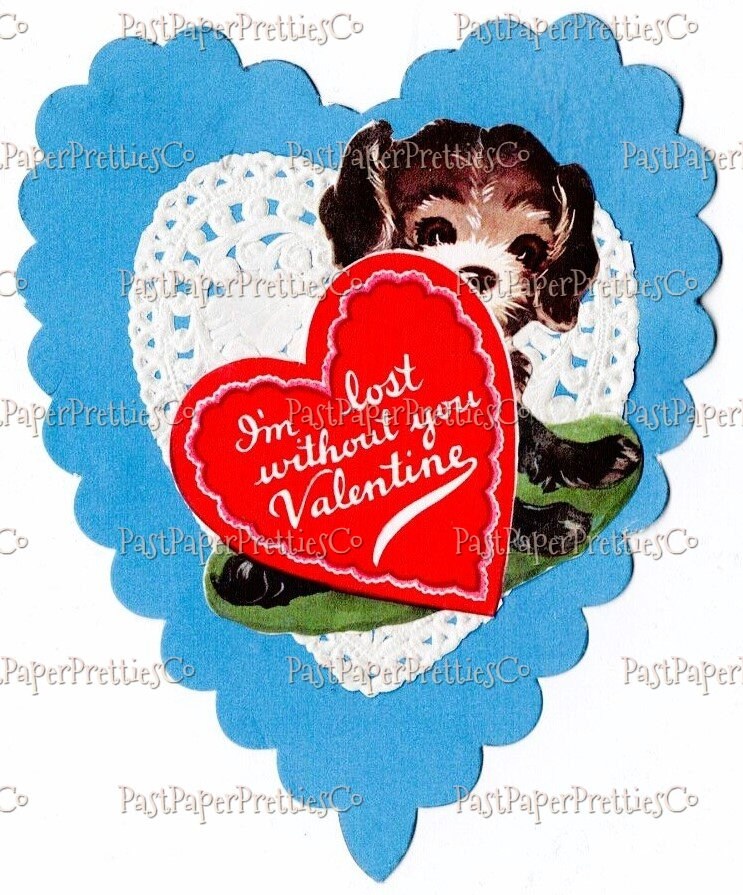 8 Vintage Printable Paper DDoily Hearts Valentine Cards Cute Animals and Children Collage and Single Images PDF Instant Digital Download