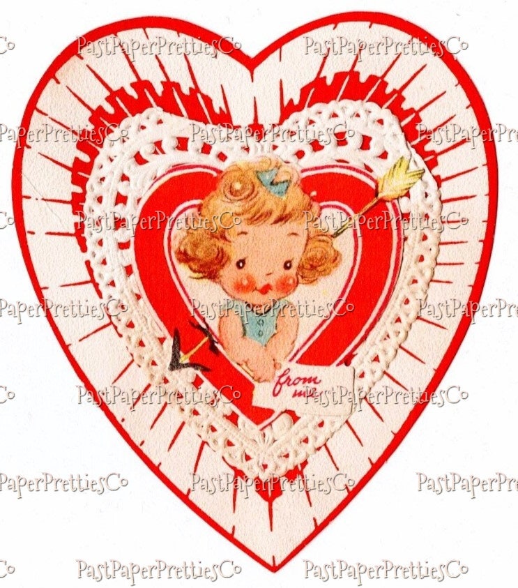 8 Vintage Printable Paper DDoily Hearts Valentine Cards Cute Animals and Children Collage and Single Images PDF Instant Digital Download