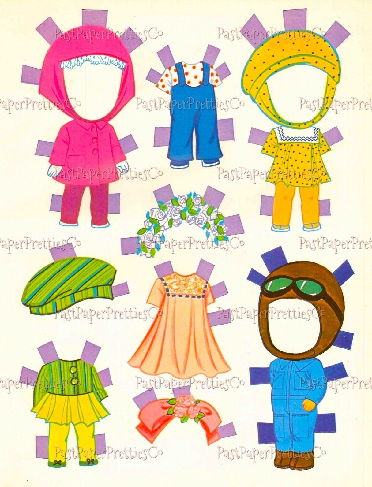 Vintage Paper Dolls Lucky Locket Liddle Kiddles 1969 Printable PDF Instant Digital Download 7 Cute Childhood Toy Dolls Clip Art