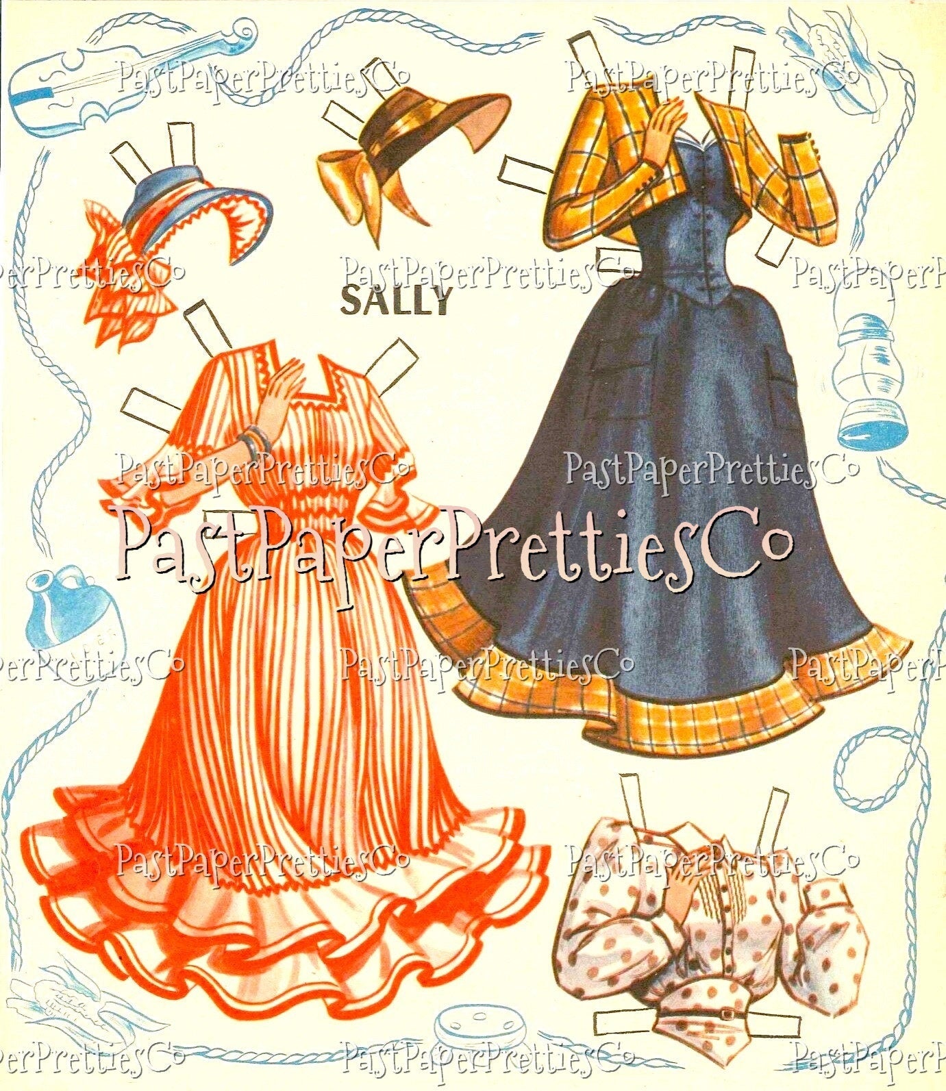 Vintage Paper Dolls Country Jamboree Doll Book 1950s Printable PDF Instant Digital Download 4 Country Western Dancers Hoedown Clip Art