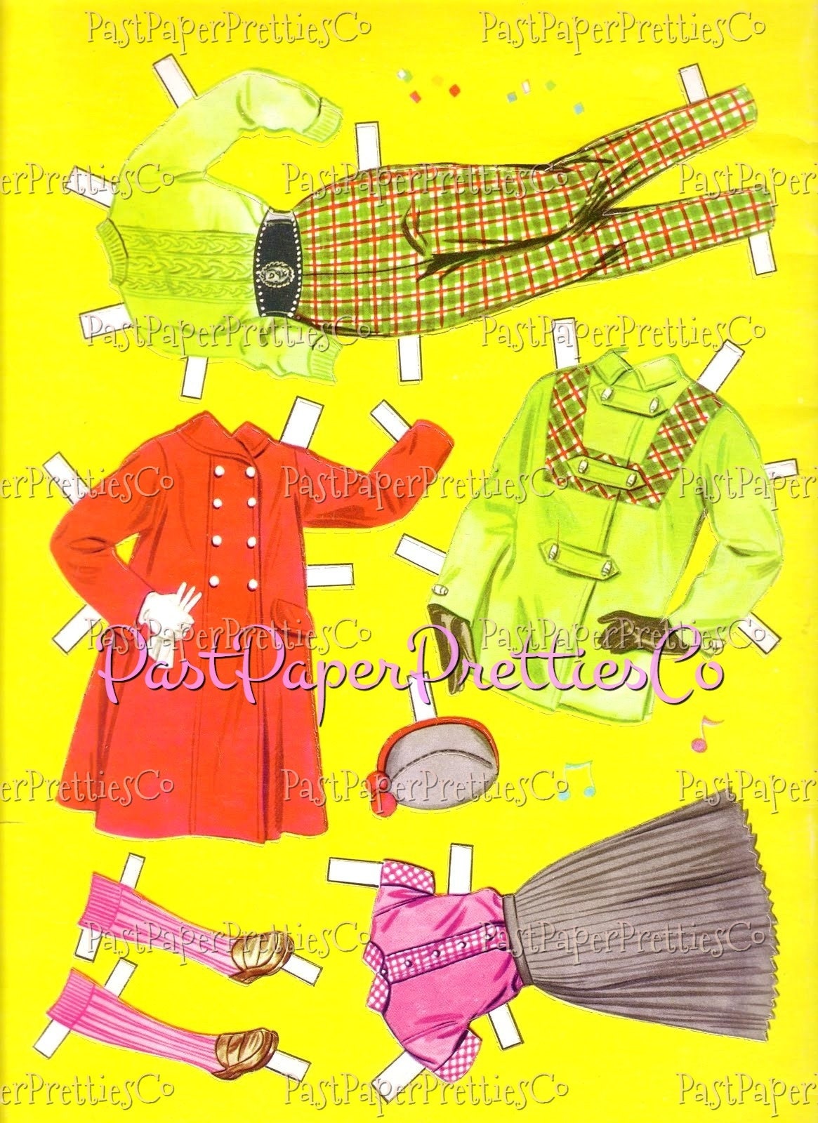 Vintage Paper Dolls Hair-Do Dolls Printable PDF Instant Digital Download 2 Teenage Dolls Clothes Hairstyles 1950s Clip Art