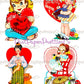 35 Vintage Printable Valentines Day Cards Needlework Cuties Collages PDF Instant Digital Download Knitting Crochet Sewing Quilting Themed